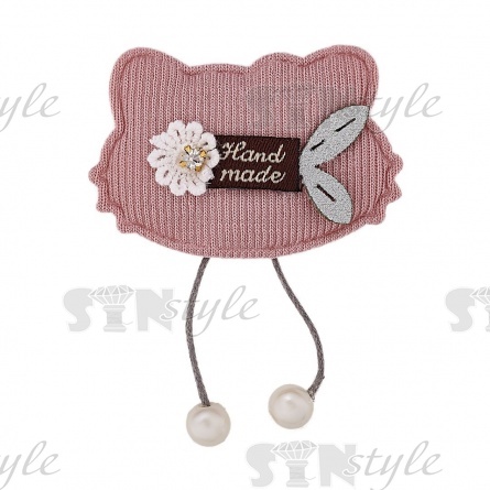 Аппликация 3D "Котик", цвет грязно-розовый, размер 55х70 мм фото 1