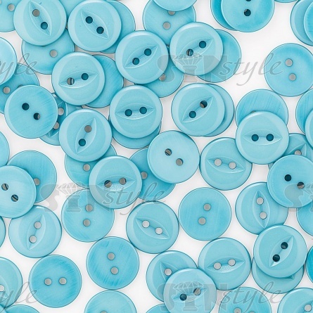 Пуговица пластиковая на два прокола, бирюзовая, 24L фото 4