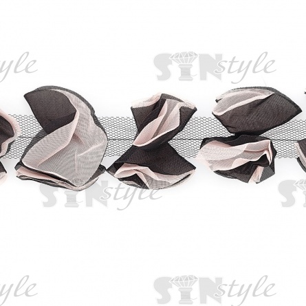 Кружево "Бантики" из капроновой ленты, ширина 65 мм, цвет светло-розовый (16), намотка 10 ярдов фото 1