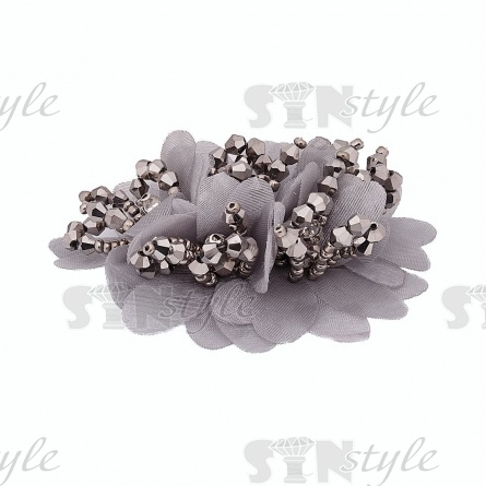 Аппликация с элементами из бисера, цвет серый, размер 70х55 мм фото 2