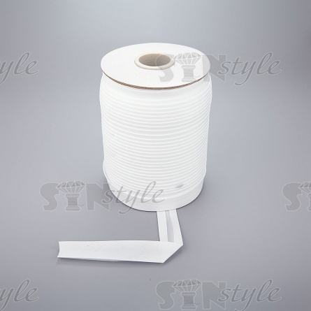 Косая бейка х/б, ширина 20 мм, намотка 100 ярдов, цвет белый фото 1