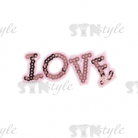 Термоаппликация "Love" с пайетками, размер 103х40 мм  фото 1