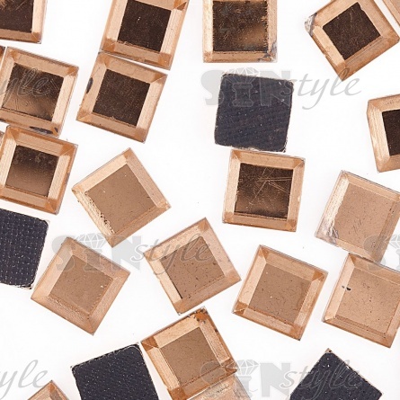 Стразы термоклеевые стеклянные Crystal, форма квадрат, размер 6х6 мм, цвет персиковый, 480 шт/уп  фото 2