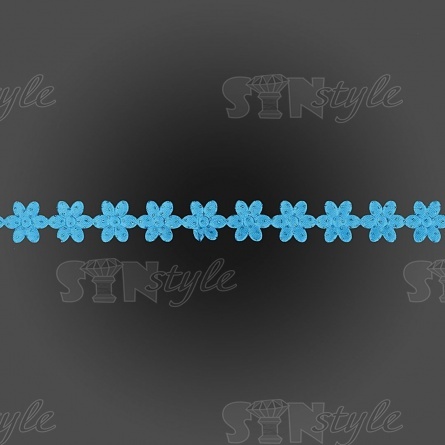 Декоративная лента из цветочков, цвет синий, ширина 20 мм, намотка 20 ярдов фото 2