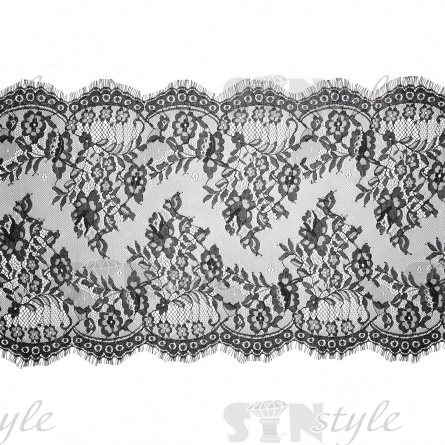Кружево "Французское", ширина 380 мм, цвет черный, длина 3 метра фото 2
