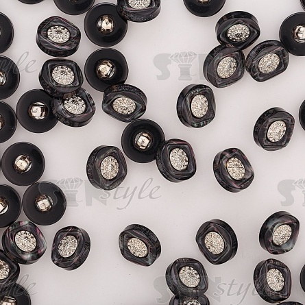 Пуговица пластиковая на ножке, размер 20L, цвет черный+золото фото 3