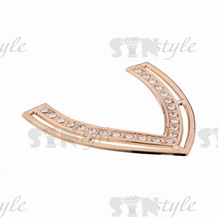 Декоративное украшение пришивное металлическое, цвет золото+белые стразы, размер 55х53 мм фото 2