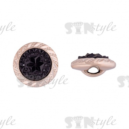 Пуговица пластиковая на ножке, размер 28L, цвет золото/черный фото 1