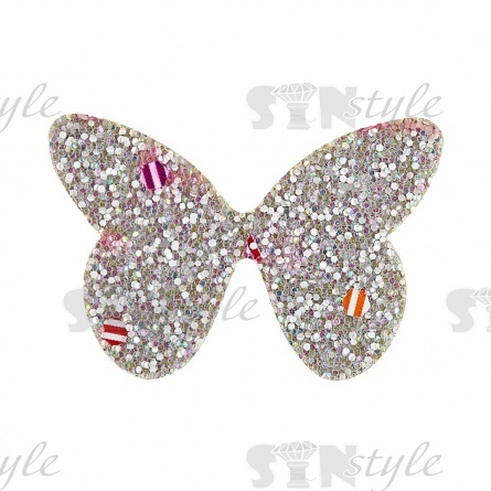 Аппликация 3D "Бабочка", цвет серый, размер 40х27 мм фото 1