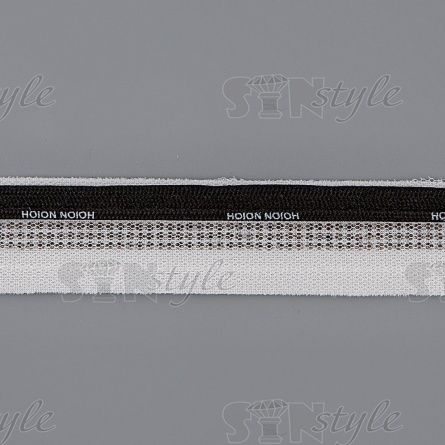 Декоративная тесьма отделочная лампасная со стразами, цвет белый+черный, ширина 30 мм, намотка 50 ярдов фото 3