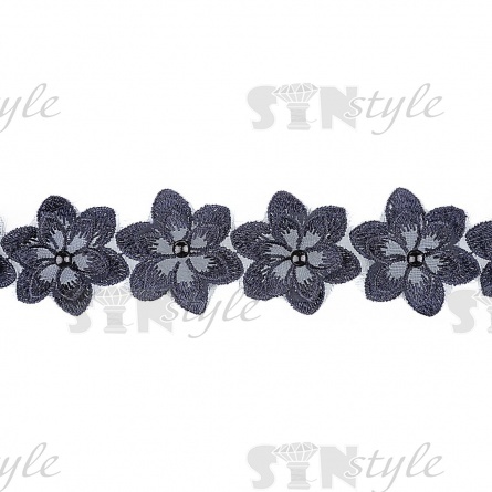 Цветочки из капроновой ленты, размер 45 мм, намотка 20 ярдов, цвет темно-синий (№ 41) фото 3