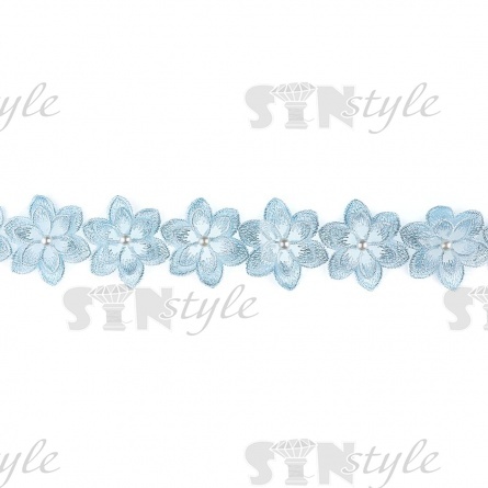 Цветочки из капроновой ленты, размер 45 мм, намотка 20 ярдов, цвет голубой (№15) фото 2