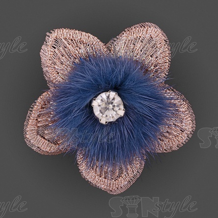 Цветочки декоративные с натуральным мехом, цвет серые, размер 40 мм,  фото 1