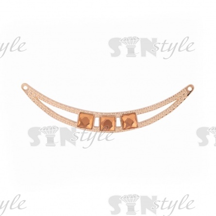 Декоративное украшение пришивное металлическое, цвет золото+золотые стразы, размер 100*30 мм фото 1