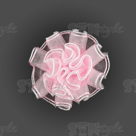 Цветочек из капроновой ленты, розовый, размер 35 мм, фото 1