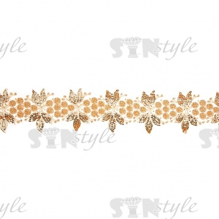 Кружево на сетке с растительным орнаментом, расшитое пайетками и микробисером, ширина 70 мм, цвет черный, намотка 10 ярдов  фото 3