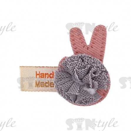 Аппликация 3D "Ушки", цвет грязно-розовый+серый, размер40*35 мм фото 1