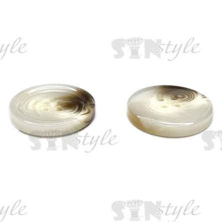 Пуговица пластиковая на четыре прокола, размер 40L, цвет шампань+серый фото 2