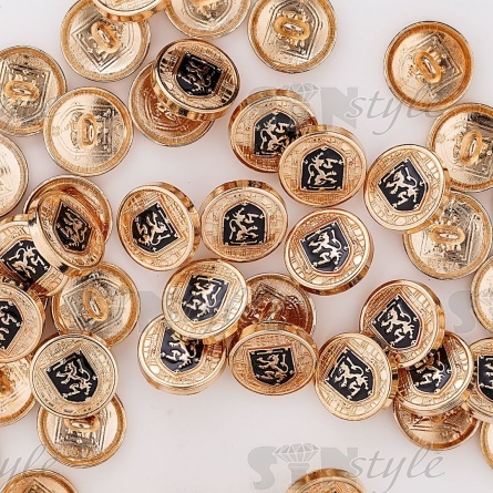 Пуговица металлическая на нодке, размер 28L, цвет золотой+черный  фото 4