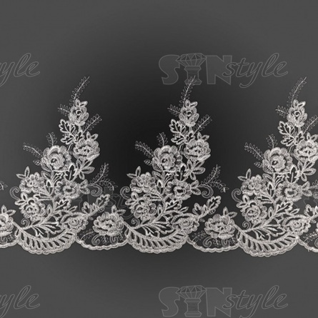 Кружево гипюр, ширина 380 мм, цвет белый, намотка 10 ярдов фото 2