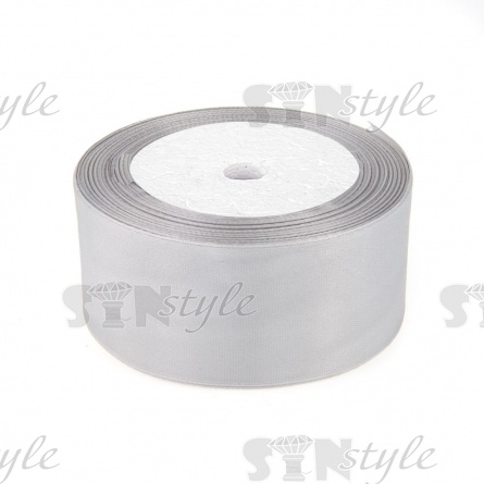 Декоративная лента атласная, ширина 38 мм, намотка 25 ярдов, цвет светло-серый (№068) фото 1