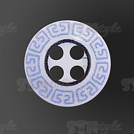 Пуговица пластиковая на четыре прокола, размер 18L, цвет белый/голубой фото 2