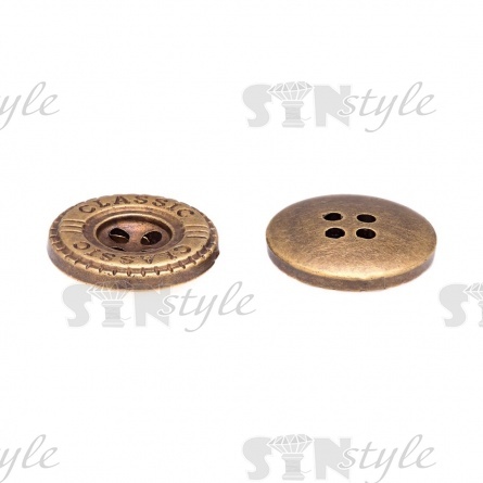 Пуговица пластиковая на четыре прокола, бронзовая, 24L фото 3