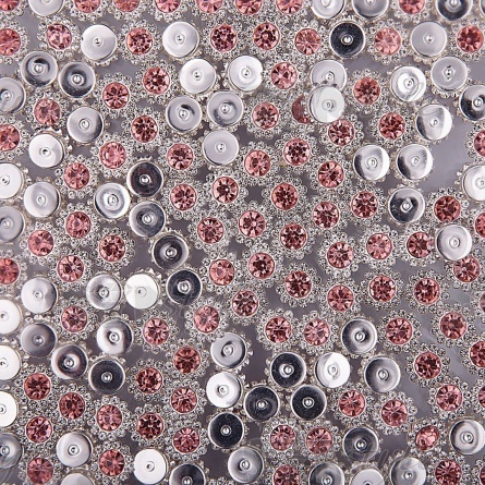 Стразы пришивные стеклянные в оправе, форма цветок, цвет серебро+розовый+белый, диаметр 12 мм фото 3
