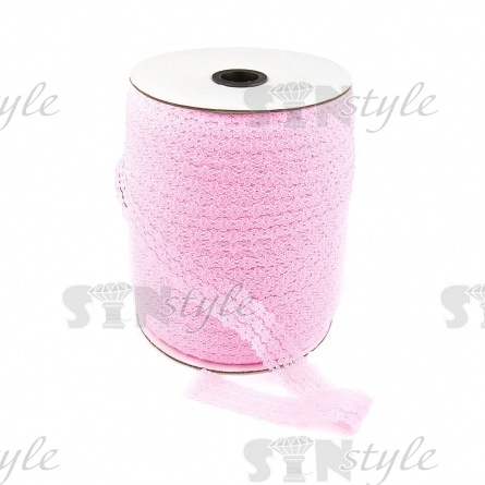 Кружево на сетке с цветочным рисунком, цвет розовый (№3), ширина 25 мм, намотка 300 ярдов фото 1