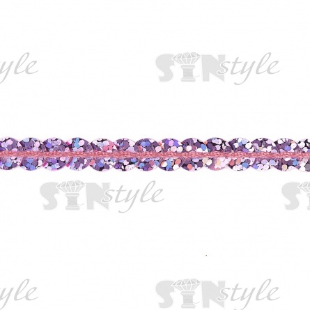 Пайетки на нитке, d=6 мм, цвет розовый радужный, намотка 100 ярдов фото 1