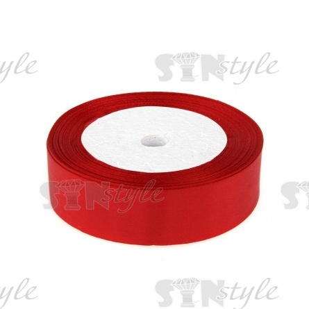 Декоративная тесьма атласная, ширина 25 мм, намотка 25 ярдов, цвет темно-красный (№132) фото 1