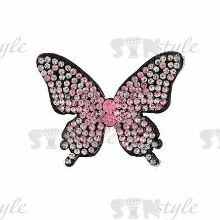 Аппликации с элементами из страз, цвет грязно-розовый, размер 42х35 мм фото 1