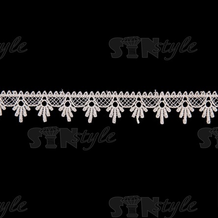 Кружево ажурное, нежная воздушная сеточка с фестонами по контуру, ширина 35 мм, цвет бежевый, намотка 15 ярдов  фото 1