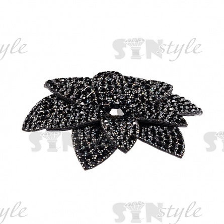 Аппликация с элементами из страз, цвет черный, диаметр 60 мм фото 2