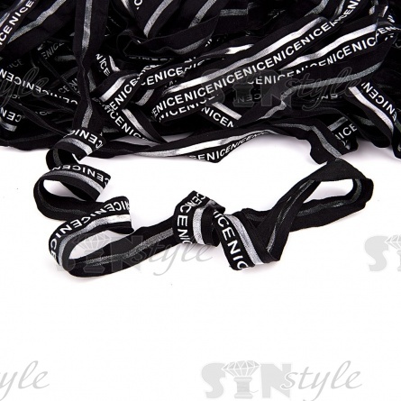 Резинка декоративная, ширина 20 мм, цвет черный/серебро фото 1