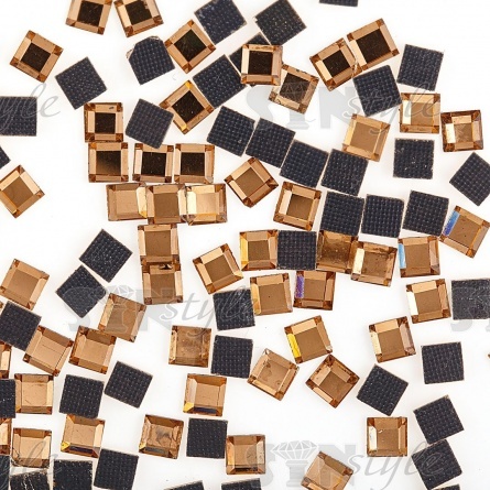 Стразы термоклеевые стеклянные Crystal, форма квадрат, размер 4х4 мм, цвет персиковый, 480 шт/уп  фото 1