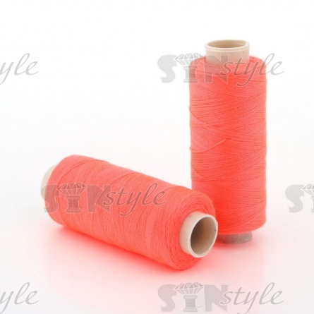 Нитки полиэстер 40/2, цвет №1142 (неоновый розовый), катушка 400Y фото 1
