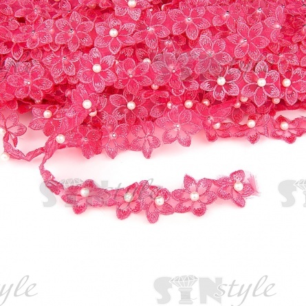 Цветочки из капроновой ленты, размер 30 мм, намотка 20 ярдов, цвет коралловый (№ 29)  фото 1