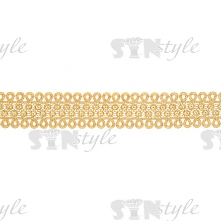 Кружево ажурное, нежная цветочная гирлянда с резным краем в виде петелек, ширина 60 мм, цвет горчичный, намотка 10 ярдов  фото 2