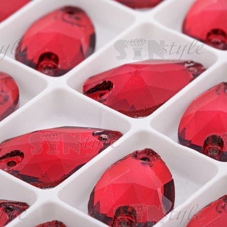 Стразы пришивные стеклянные, форма капля, цвет (красный) №26, размер 11*18 мм, 144 шт/уп  фото 2
