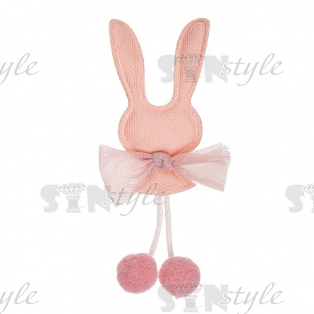 Аппликация 3D "Зайчик", цвет грязно-розовый, размер 35х95 мм фото 1