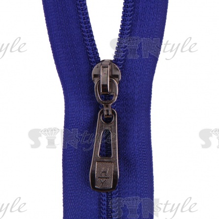 Молния спираль, тип 5, разъемная, длина 90 см, цвет 223 (темно-васильковый), бегунок темный никель фото 2