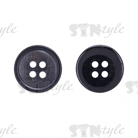 Пуговица пластиковая на четыре прокола, размер 24L, цвет черный фото 1