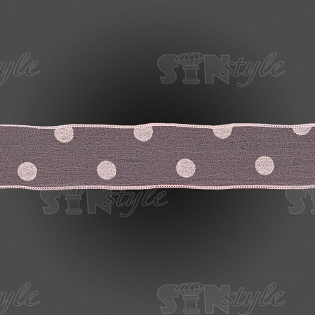 Декоративная капроновая лента "в горошек", ширина 40 мм, цвет розовый, намотка 25 ярдов фото 2