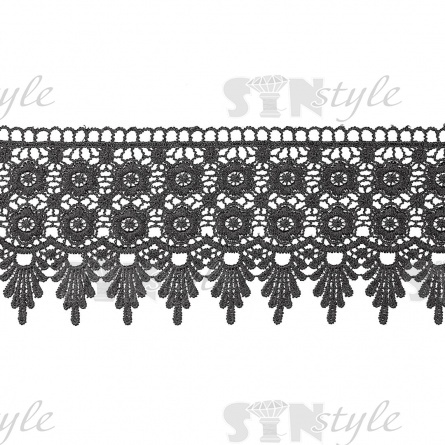 Кружево ажурное, ширина 100 мм, цвет черный, намотка 15 ярдов фото 2