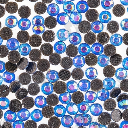 Стразы термоклеевые акриловые SS16, цвет голубой радужный (голография), 500 гр/уп  фото 3