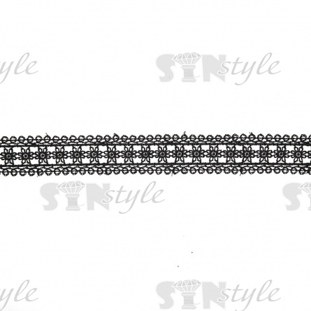 Кружево ажурное с нежным цветочным узором, ширина 30 мм, цвет черный, намотка 10 ярдов  фото 2