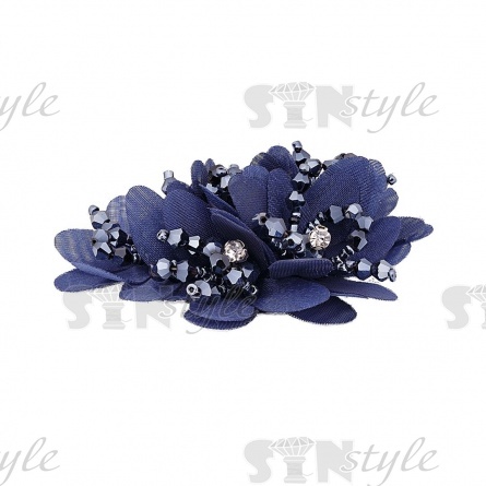 Аппликация с элементами из бисера, цвет темно-синий, размер 70х55 мм фото 2