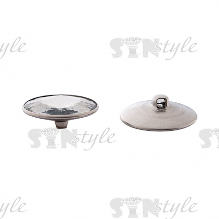 Пуговица на ножке, размер 40L, основа металл, шляпка белая прозрачная фото 2