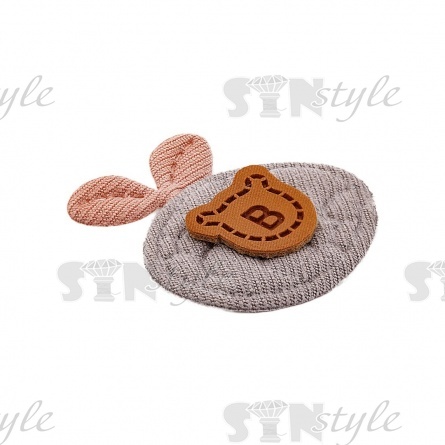 Аппликация 3D "Яблочко", цвет серый+грязно-розовый, размер 27х30 мм фото 2